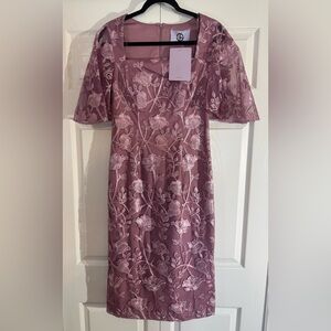 Elegant Floral Lace Dress in Pink